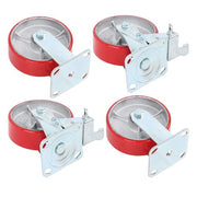 DURAFORCE 6" X 2" Industrial Casters - 2 Fixed and 2 Swivel Caster Wheels with Brakes