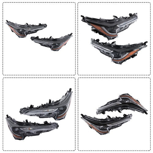 DURAFORCE Front For Toyota Corolla 2023-2024 Pair LED Clear Headlights&Lower Grill Black