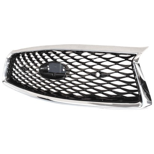 DURAFORCE For 2018-2023 Infiniti Q50 Chrome Bezel Front Bumper Black Grille W/sensor holes