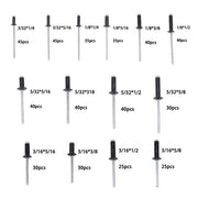 DURAFORCE For DIY USE 500 Pcs pop rivets assortment kits 3/32" 1/8" 5/32" 3/16"