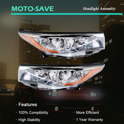 DURAFORCE Left+Right Side Clear Front Headlights Headlamps For Toyota Highlander 2014-2016