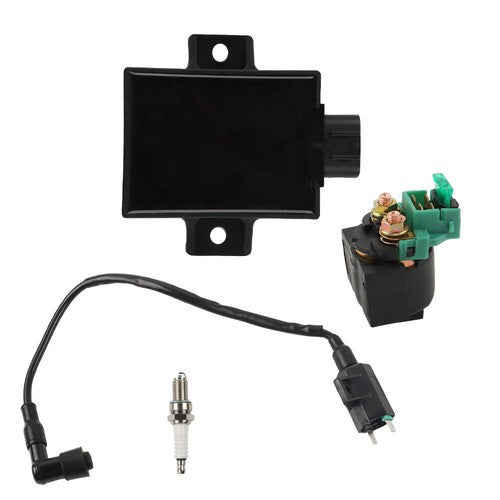 DURAFORCE CDI Ignition Coil Spark Plug&Solenoid Relay For Kawasaki Bayou 220 KLF220A 96-02