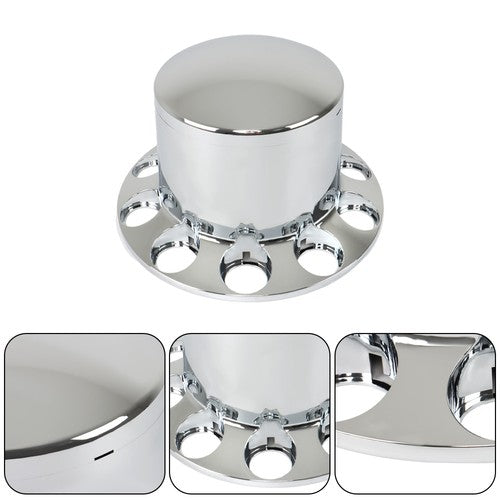 DURAFORCE Semi Truck 33mm Chrome Wheel Axle Covers w/ Hub Caps Lug Nuts