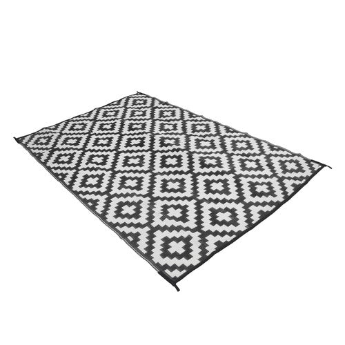 DURAFORCE Outdoor Rug Outdoor Indoor RV Mat Carpet For Patio Backyard Black & White 6x9 ft
