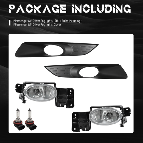 DURAFORCE Front Bumper Fog Lights W/Bulb for Honda Accord Crosstour 3.5L 2010-2012
