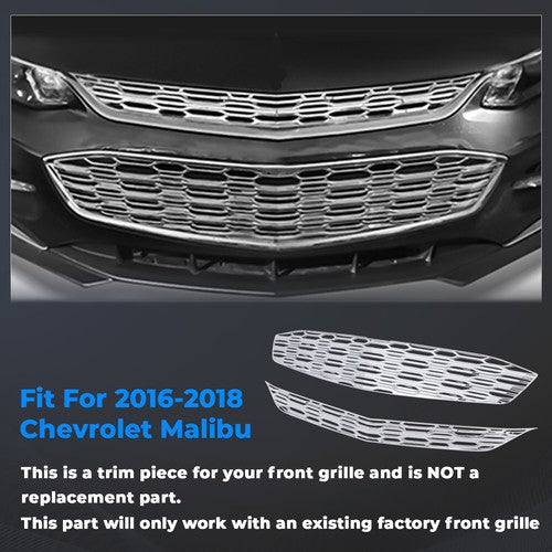 Chrome Snap On Grille Overlay Grill Covers Inserts for 2016 2018 Chevy Malibu
