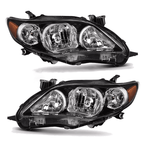 DURAFORCE For 2011 2012 2013 Toyota Corolla Headlights Headlamp Pair Black Housing LE XLE