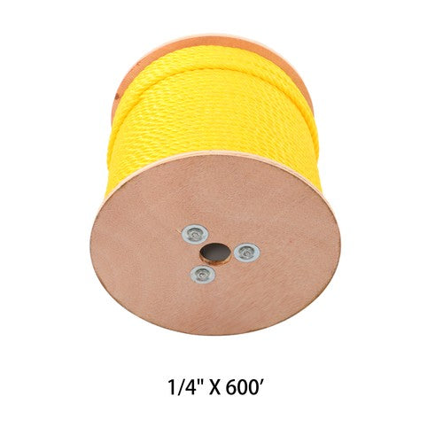 DURAFORCE 1/4" x 600' Yellow Twisted Polypropylene Rope Heavy Duty Poly Ropes For Outdoor