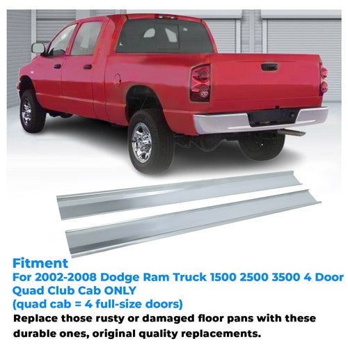 DURAFORCE Lh Rh Outer Rocker Panels Slip On For 2002-08 Dodge Ram Pick Up 4 Door Quad Cab