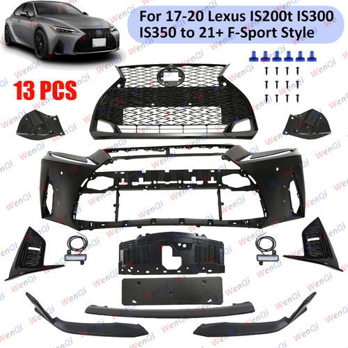 DURAFORCE For 2017-2020 Lexus IS200t IS350 Front Bumper Set to 2021+ F-Sport W/Spoiler Lip