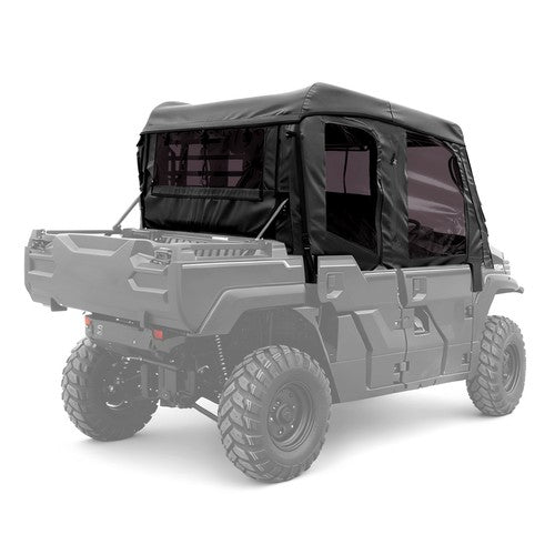 Soft Black Roof for Kawasaki Mule Pro FXT with PVC Upper Doors and Rear Window