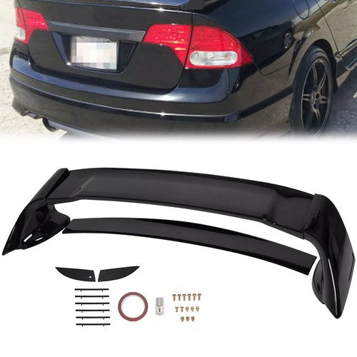 DURAFORCE For 06-11 Civic 4DR Sedan Gloss Black Painted Mugen Style RR Trunk Wing Spoiler