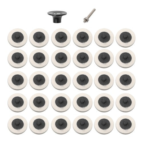 DURAFORCE 30Pcs 2" - 8mm Thick Wool Fabric Disc Polishing Buffing Pads Wheels 1/4" Shank