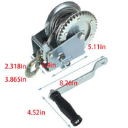 DURAFORCE 1600lbs Hand Winch Hand Crank Trailer Winch W/10m (32ft) Cable Manual Winch