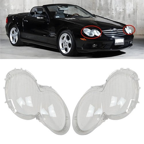1 Pair Clear Front Headlight Lens Cover for Mercedes Benz W230 2003 2008