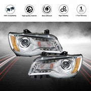 DURAFORCE Pair Set For Chrysler 300 2011-2014 Headlight Replacement Halogen Clear Lens L+R
