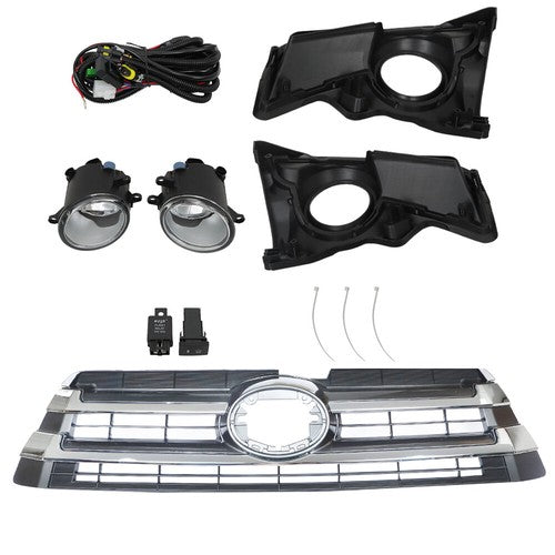 DURAFORCE For Toyota Highlander 2018-2019 Front Bumper Fog Lights Pair LH&RH+Upper Grille