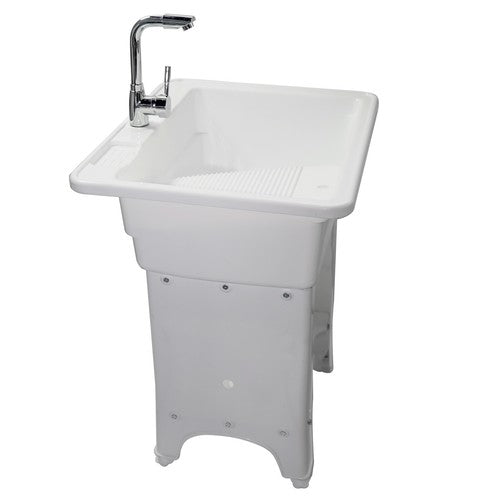 DURAFORCE 65 Freestanding Sink Commercial Laundry & Utility Room Sinks with Faucet White