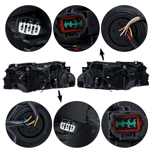 DURAFORCE LH+RH Side Black Housing For Nissan Rogue 2021-2023 Headlights Replacement LED