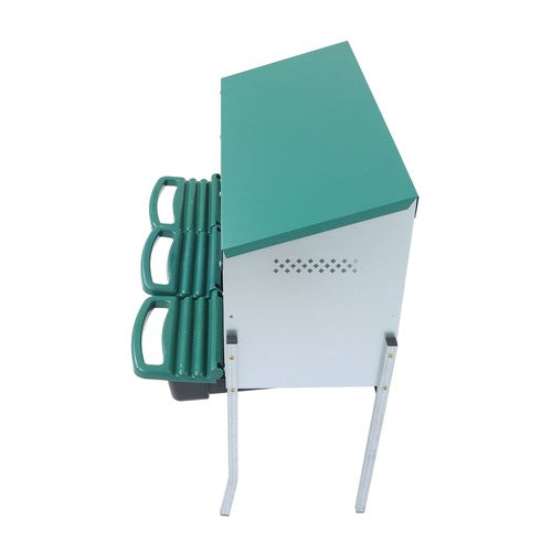 DURAFORCE For Chicken Nest Box Green Chicken Nesting Box With Metal Legs Roll Away 3 Holes