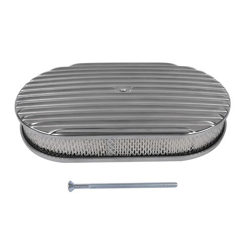 DURAFORCE 15" Oval Full Finned Polished Aluminum Air Cleaner Filter For Chevy SBC 350 400