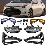 DURAFORCE LED Fog Light DRL Turn Signal Lamp w/Wiring For 2017-2019 Toyota Corolla LE XLE