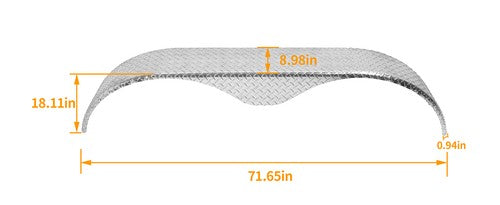 DURAFORCE 14"-16" Trailer Fender Tandem Axle Teardrop Diamond Tread Plate 72" L 18" H 9" W