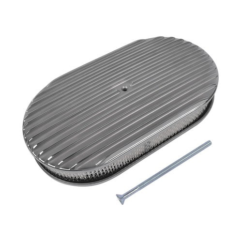DURAFORCE 15" Oval Full Finned Polished Aluminum Air Cleaner Filter For Chevy SBC 350 400