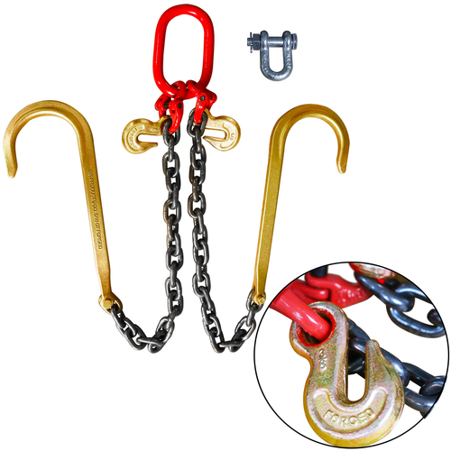Steel G80 3/8" x 2' Trailer Tow Chain J Hook V-Type Grab Hook Wrecker Truck Tie