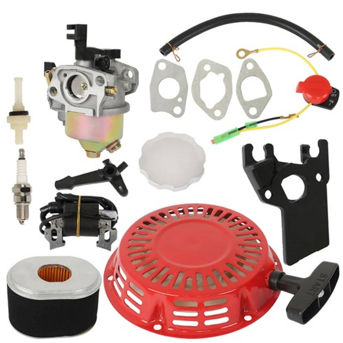 Carburetor Kit For Honda GX160 GX200 Recoil Ignition Coil Spark Plug F ...