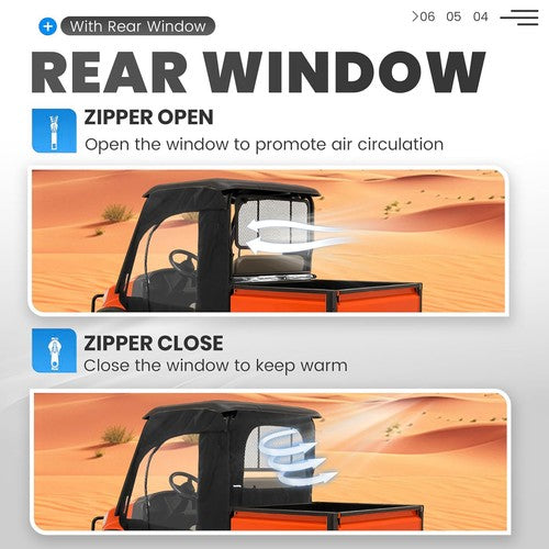 PVC Soft Doors Cab Enclosure Rear Window for Kubota RTV400 RTV450 2008 2021