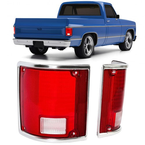 DURAFORCE Tail Lights Lamps w/Chrome Left & Right For 73-91 Chevrolet C10 K10 GMC Sierra