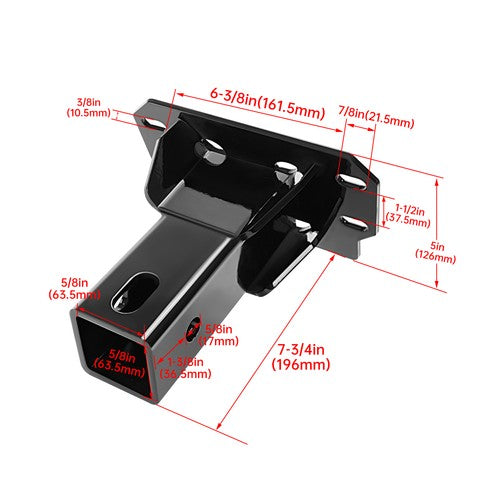 DURAFORCE Black Front 2" Receiver Hitch For Polaris Ranger 1000 XP / Northstar 2018-2024