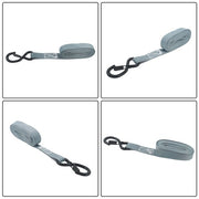 DURAFORCE 4 Pack Ratchet Strap Polyester Gray 2200lbs 1in*15ft S Hook 36' Stretch Cord*2