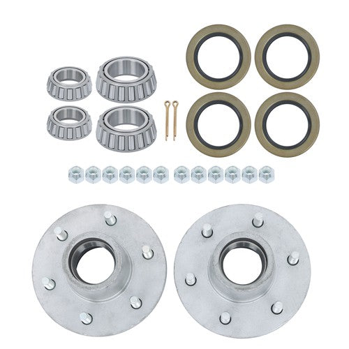DURAFORCE For 5200-6000lbs Spindle w/ Bearings 2 Sets 6 on 5.5" Galvanized Trailer Hub Kit