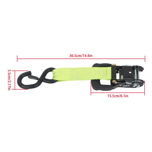 DURAFORCE 4-Pack 1.6"x8' Green Ratchet Straps Kit 5,208lb Break Strength w/ Safety S Hooks