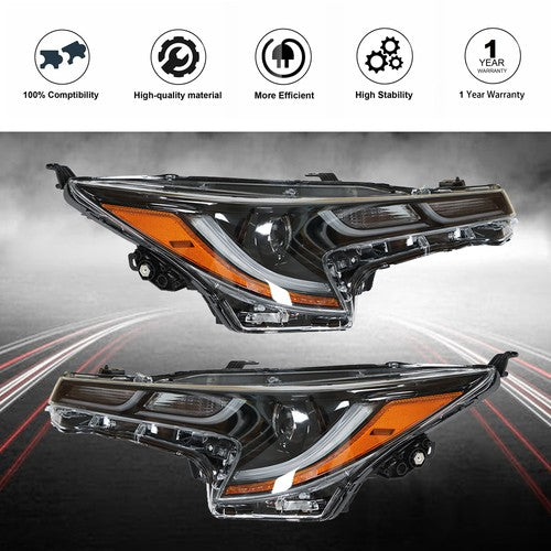 DURAFORCE Left+Right Side Headlights Headlamps Black Housing For Toyota Corolla 2020 2021