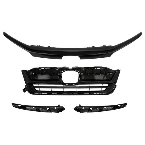 Fit 2019-21 2022 Honda Pilot Front Upper Grille Full Glossy Black Grill Assembly