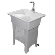 DURAFORCE 80 Freestanding Sink Commercial Laundry & Utility Room Sinks with Faucet White