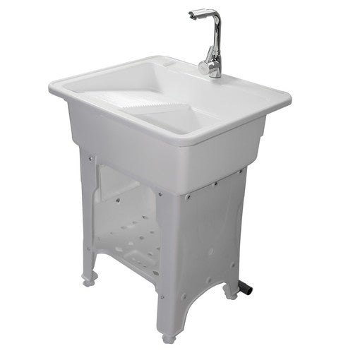 DURAFORCE 80 Freestanding Sink Commercial Laundry & Utility Room Sinks with Faucet White