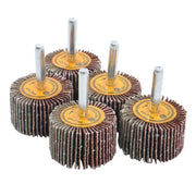 DURAFORCE 5 Pack 1-1/2" x 1" x 1/4" Shank Mounted Flap Wheels 60 Grit Aluminum Oxide
