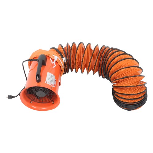 DURAFORCE Portable Blower Steel 8 Inch, 900CFM 180W Industrial Orange 16.4ft Ducting