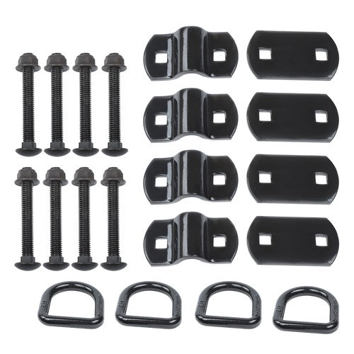 DURAFORCE 1/2" Heavy Duty Bolt-On Forged D Ring,12000Lbs Break Strength (Pack of 4) Black