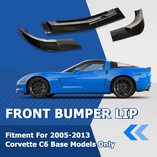 Carbon Look Front Splitter Lip for 2005-2013 Corvette C6 ZR1 Style Base Models