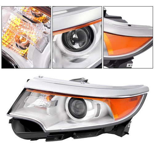 Headlamps Headlights Left Right for Ford Edge 2011 2014 Halogen Chrome Housing