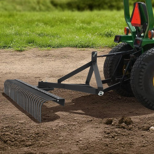 DURAFORCE 3 Point Landscape Rake 60" 5 FT For Cat 1 Tractor Loader Hookup 360° Rotation