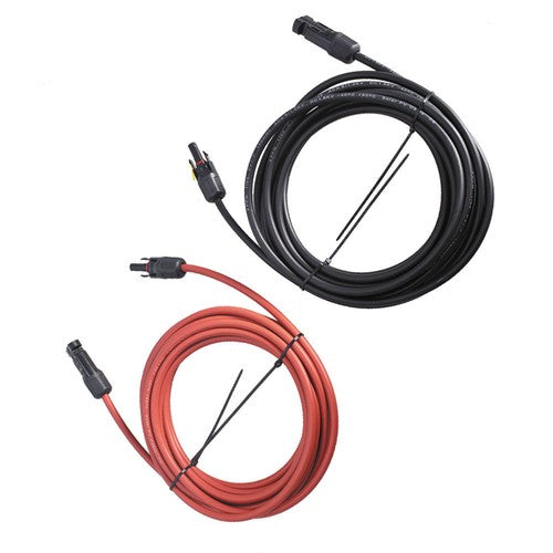 DURAFORCE 1 Pair 12AWG Black + Red Solar Panel Extension Cable Wire Connector