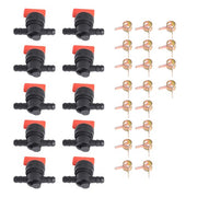 DURAFORCE 10Pack Straight In-Line Gas Fuel Shut-off/Cut-off Valves Petcock Motorcycle 1/4"