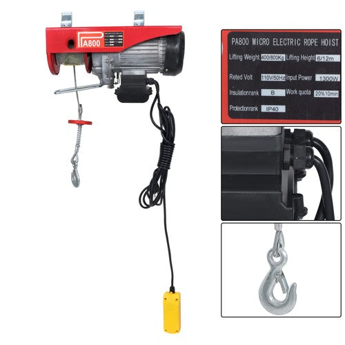 DURAFORCE 1760lbs Wired Remote Control Winch Overhead Crane Electric Wire Hoist