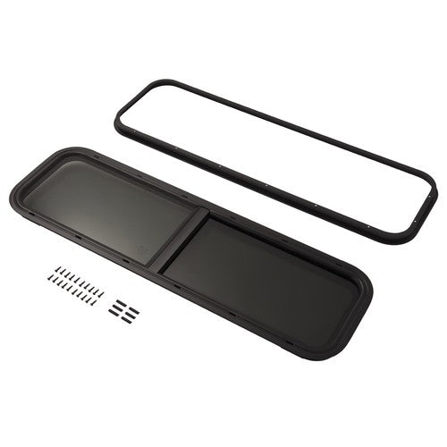 DURAFORCE 42" W × 12" H RV Window W/ Trim Ring Horizontal Slide Dark Black For RV Trailer
